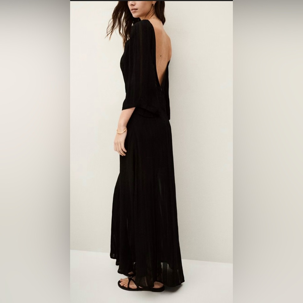 ba&sh Black Long Sleeve Maxi with Sheer Yoke